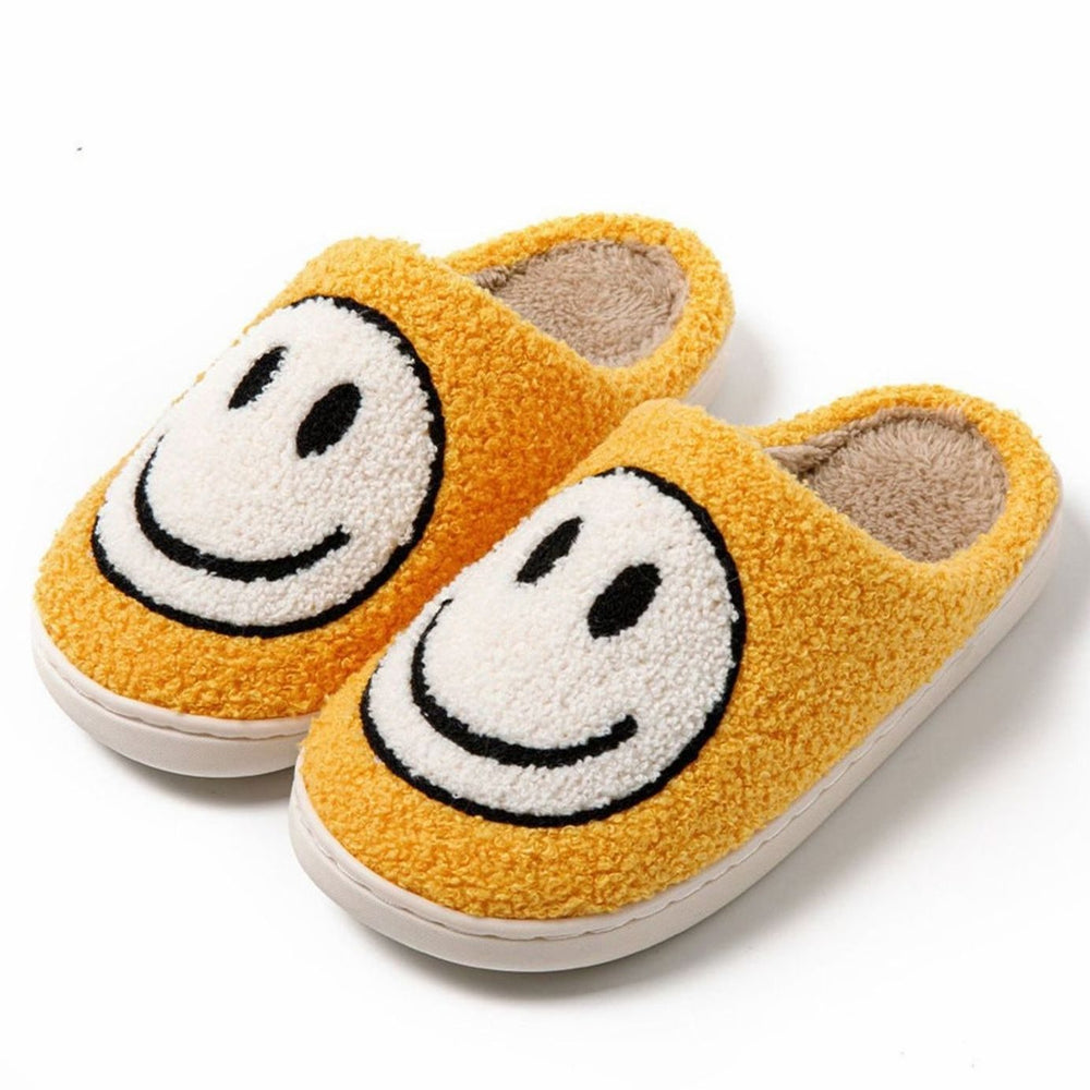Women's Fluffy Smiley Face Faux-Fur Lined House Slippers