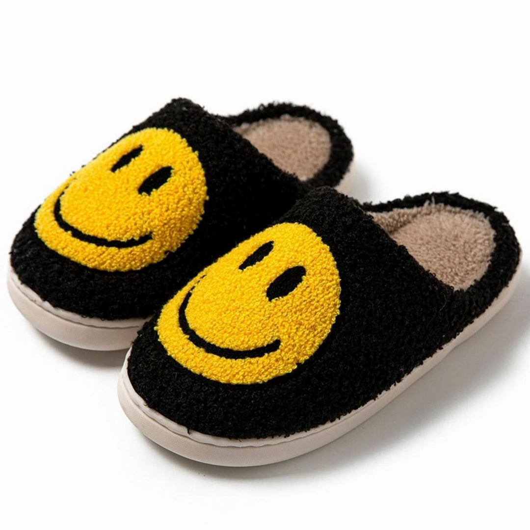 Women's Fluffy Smiley Face Faux-Fur Lined House Slippers
