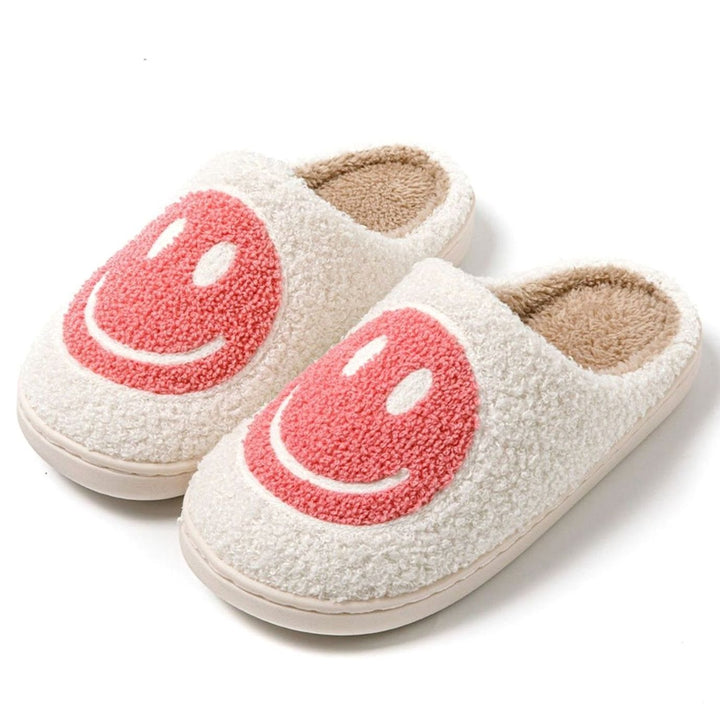 Women's Fluffy Smiley Face Faux-Fur Lined House Slippers