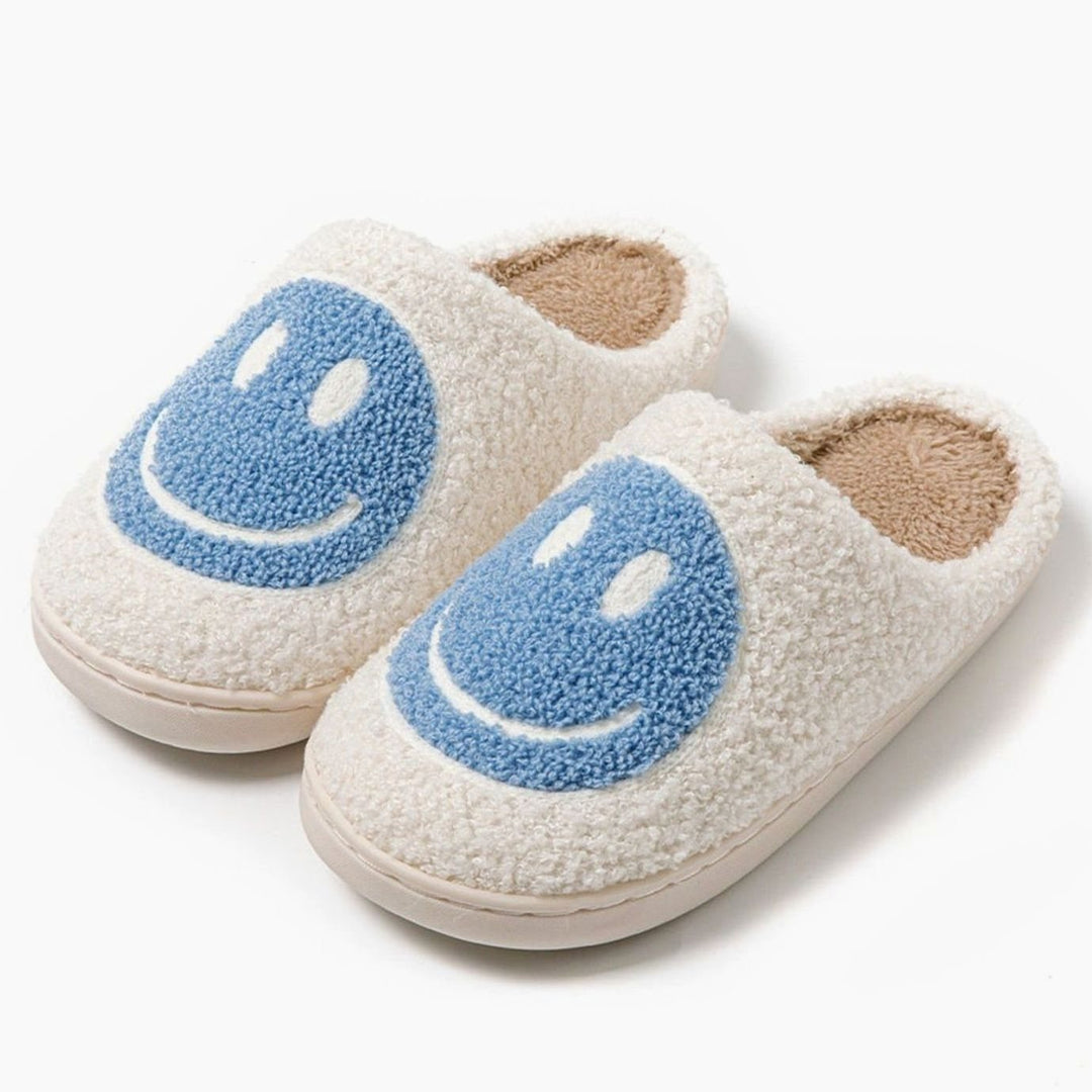 Women's Fluffy Smiley Face Faux-Fur Lined House Slippers