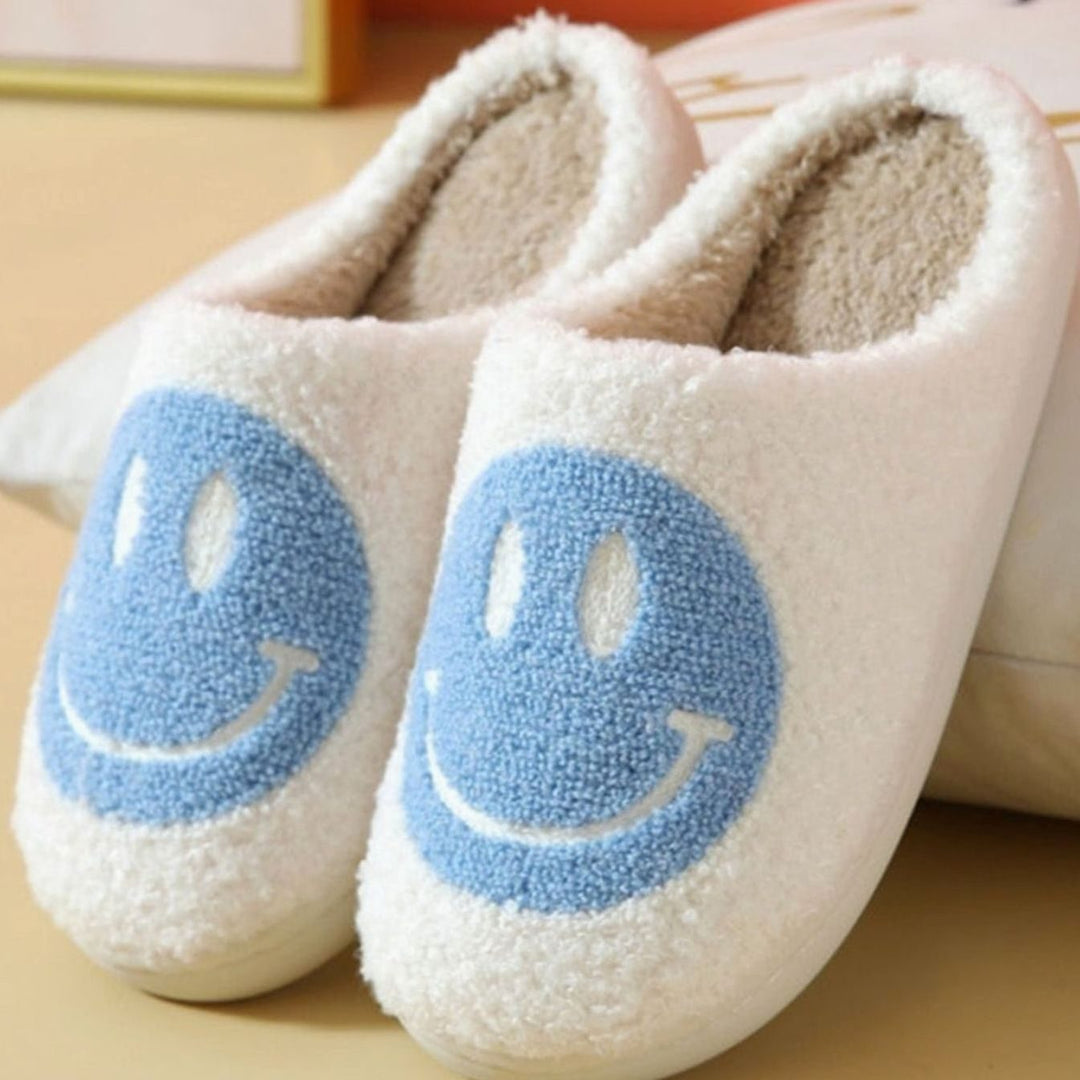 Women's Fluffy Smiley Face Faux-Fur Lined House Slippers