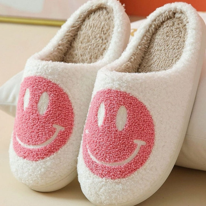 Women's Fluffy Smiley Face Faux-Fur Lined House Slippers