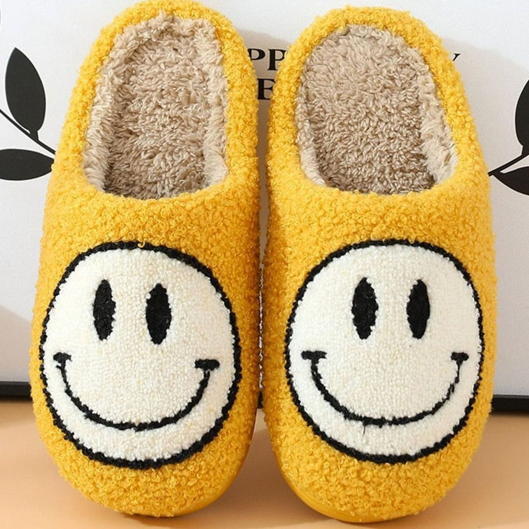 Women's Fluffy Smiley Face Faux-Fur Lined House Slippers