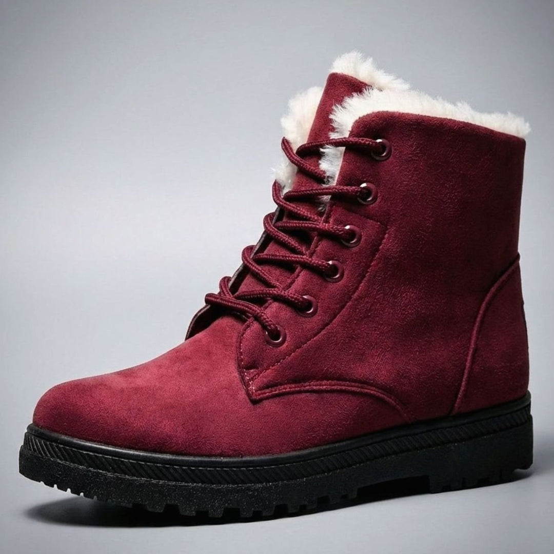 Women's Fur-Lined Suede Lace-Up Ankle Boots