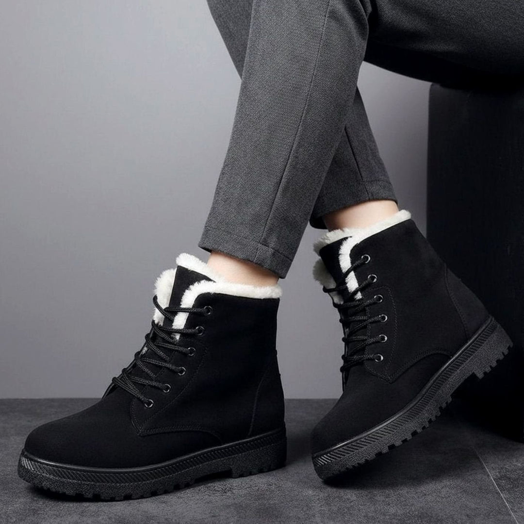 Women's Fur-Lined Suede Lace-Up Ankle Boots