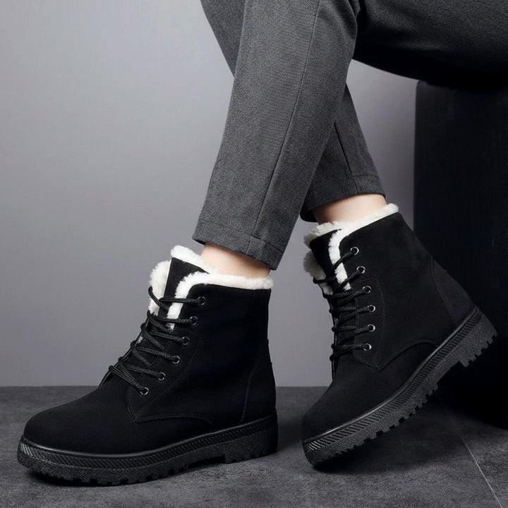 Women's Fur-Lined Suede Lace-Up Ankle Boots