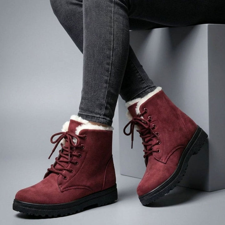 Women's Fur-Lined Suede Lace-Up Ankle Boots