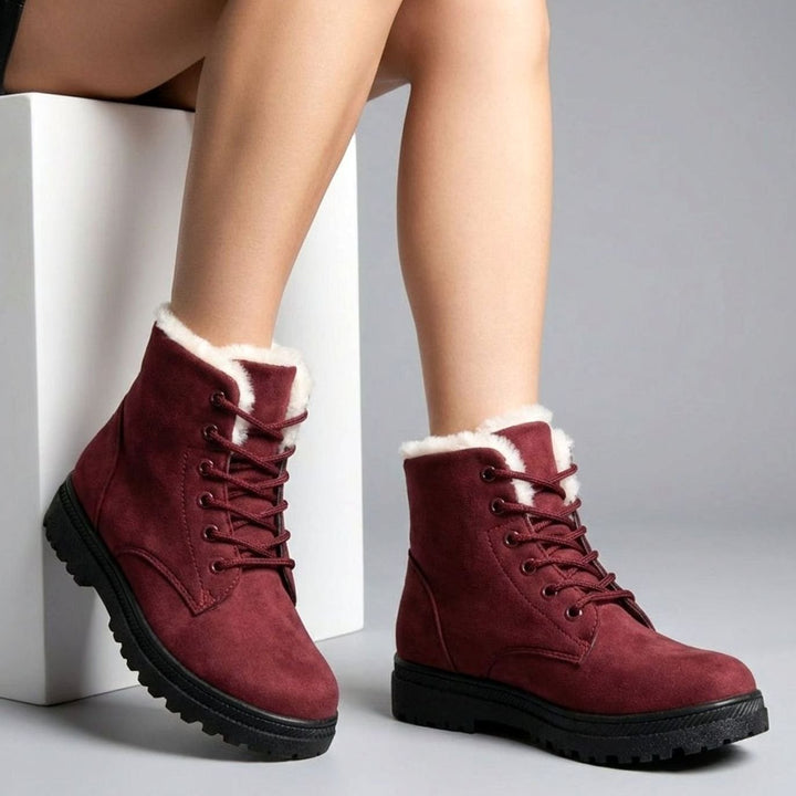 Women's Fur-Lined Suede Lace-Up Ankle Boots