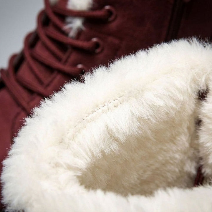 Women's Fur-Lined Suede Lace-Up Ankle Boots