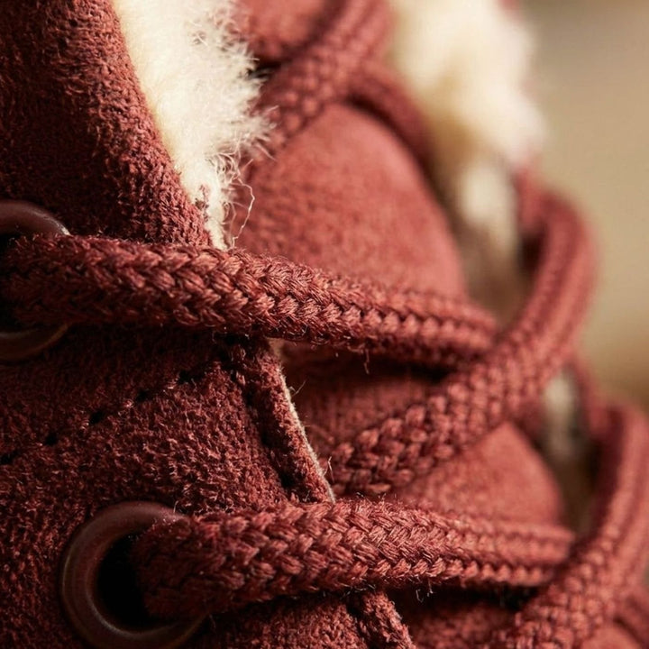 Women's Fur-Lined Suede Lace-Up Ankle Boots