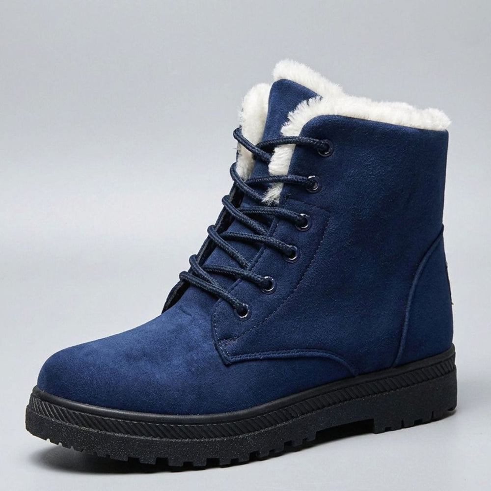 Women's Fur-Lined Suede Lace-Up Ankle Boots