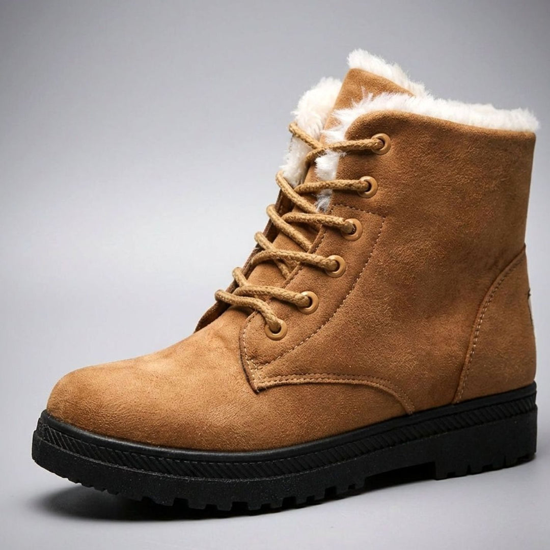 Women's Fur-Lined Suede Lace-Up Ankle Boots