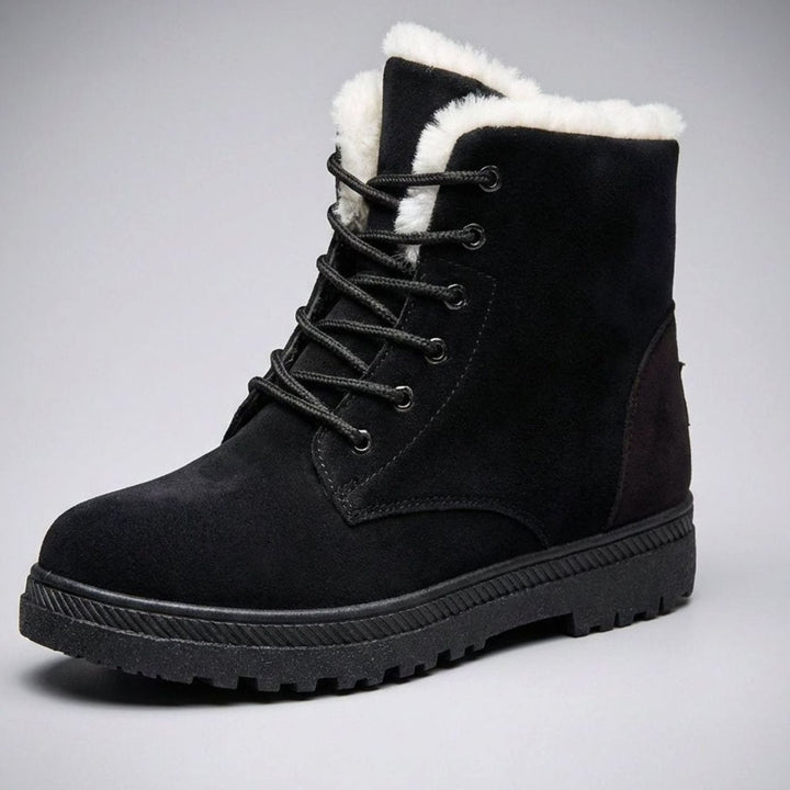 Women's Fur-Lined Suede Lace-Up Ankle Boots