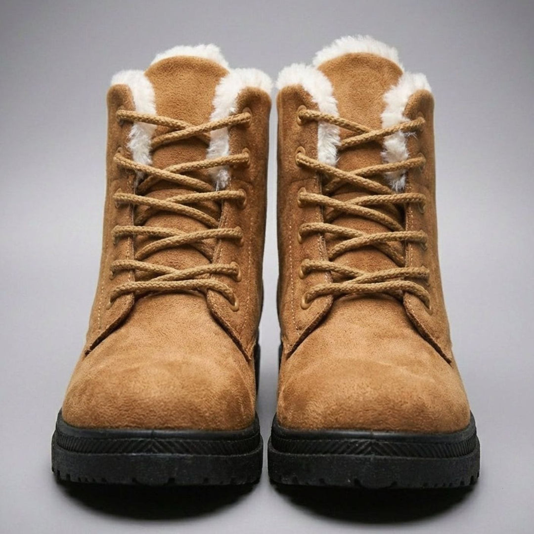 Women's Fur-Lined Suede Lace-Up Ankle Boots
