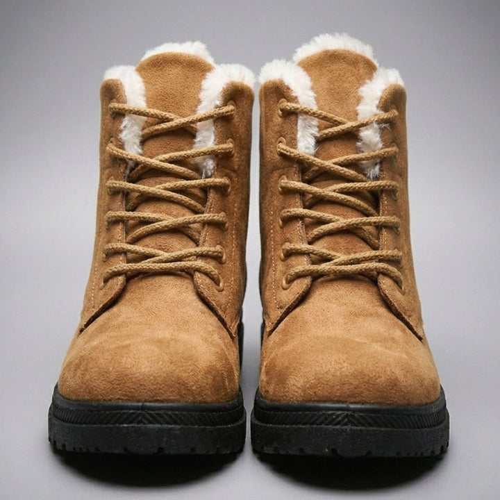Women's Fur-Lined Suede Lace-Up Ankle Boots