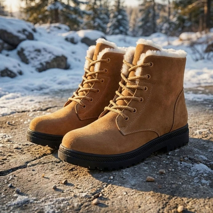 Women's Fur-Lined Suede Lace-Up Ankle Boots