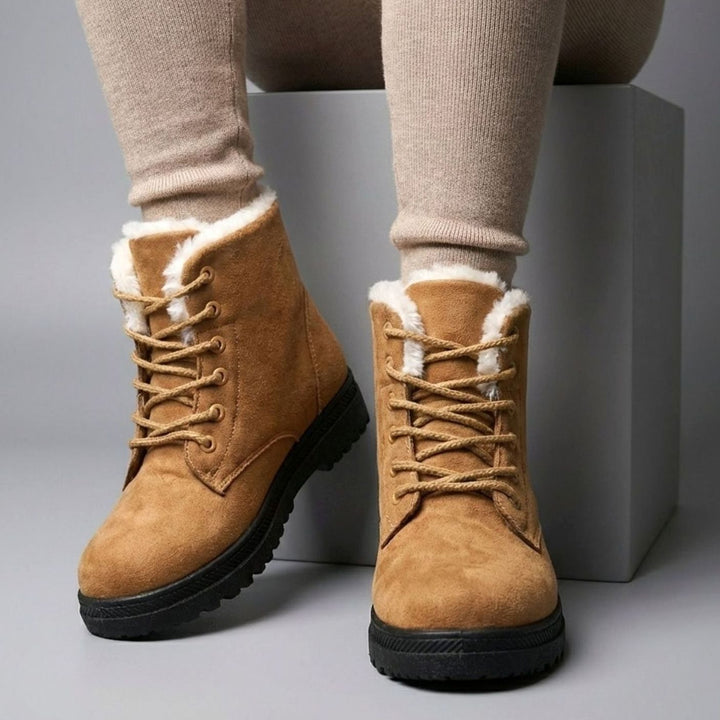 Women's Fur-Lined Suede Lace-Up Ankle Boots