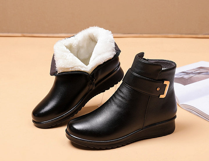 Women's Genuine Leather Fleece-Lined Orthopedic Ankle Boots