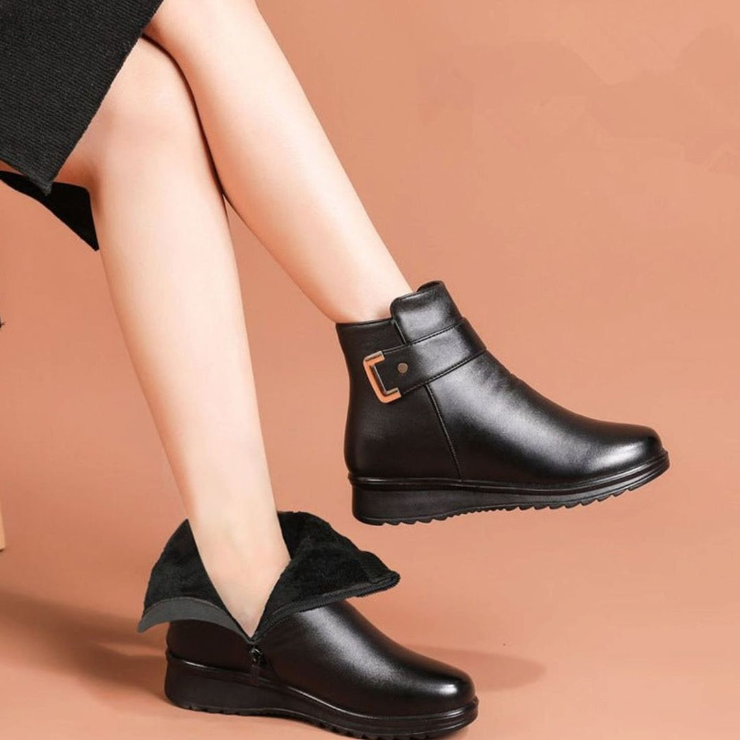 Women's Genuine Leather Fleece-Lined Orthopedic Ankle Boots