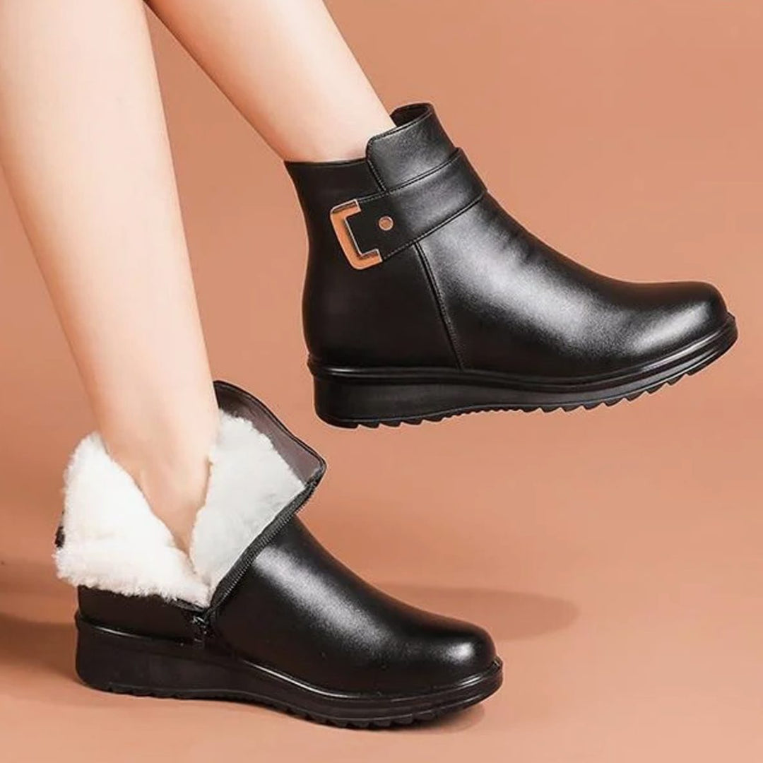 Women's Genuine Leather Fleece-Lined Orthopedic Ankle Boots