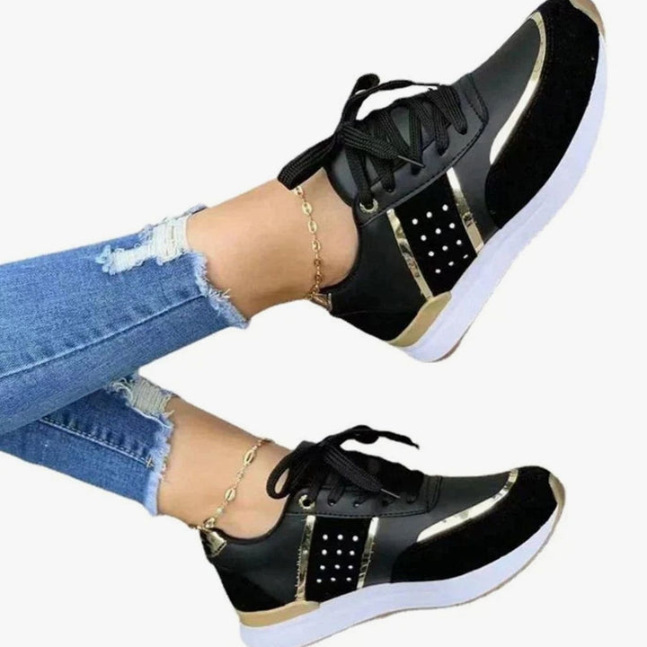 Women's Gold-Accent Lace-Up Platform Trainers