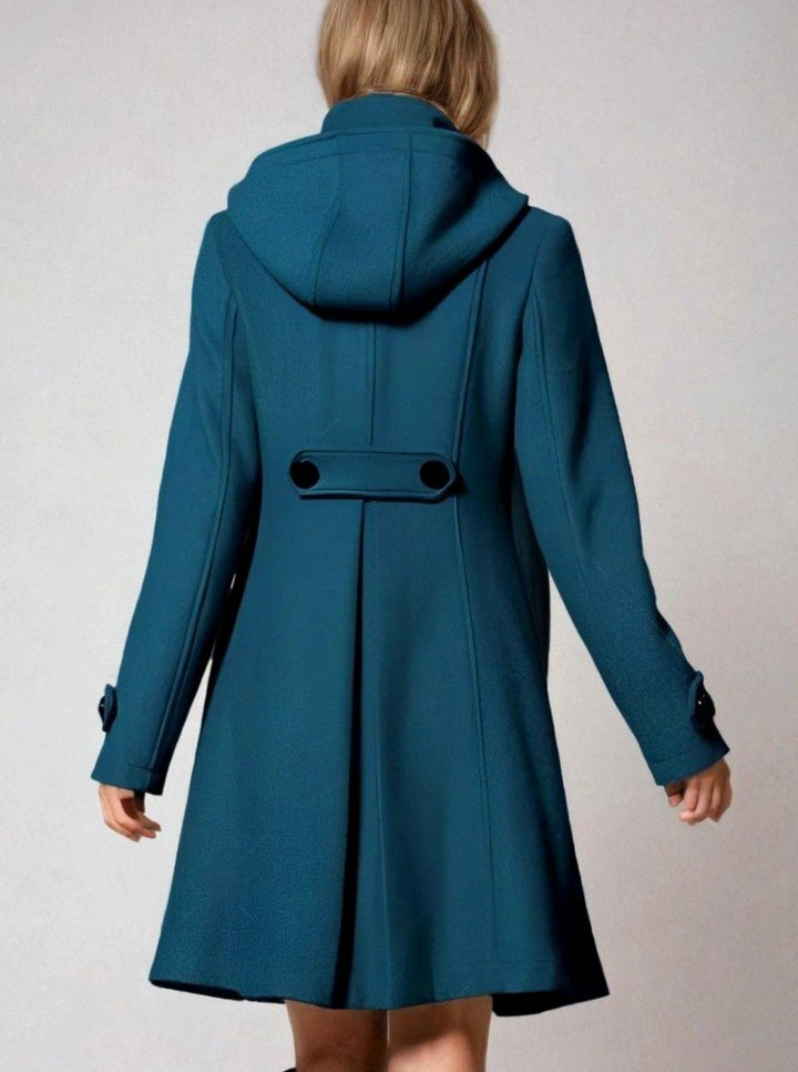 Women's Hooded Double-Breasted A-Line Winter Coat