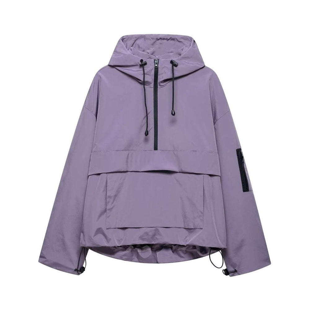 Women's Hooded Pullover Anorak Windproof Waterproof Jacket - Purple
