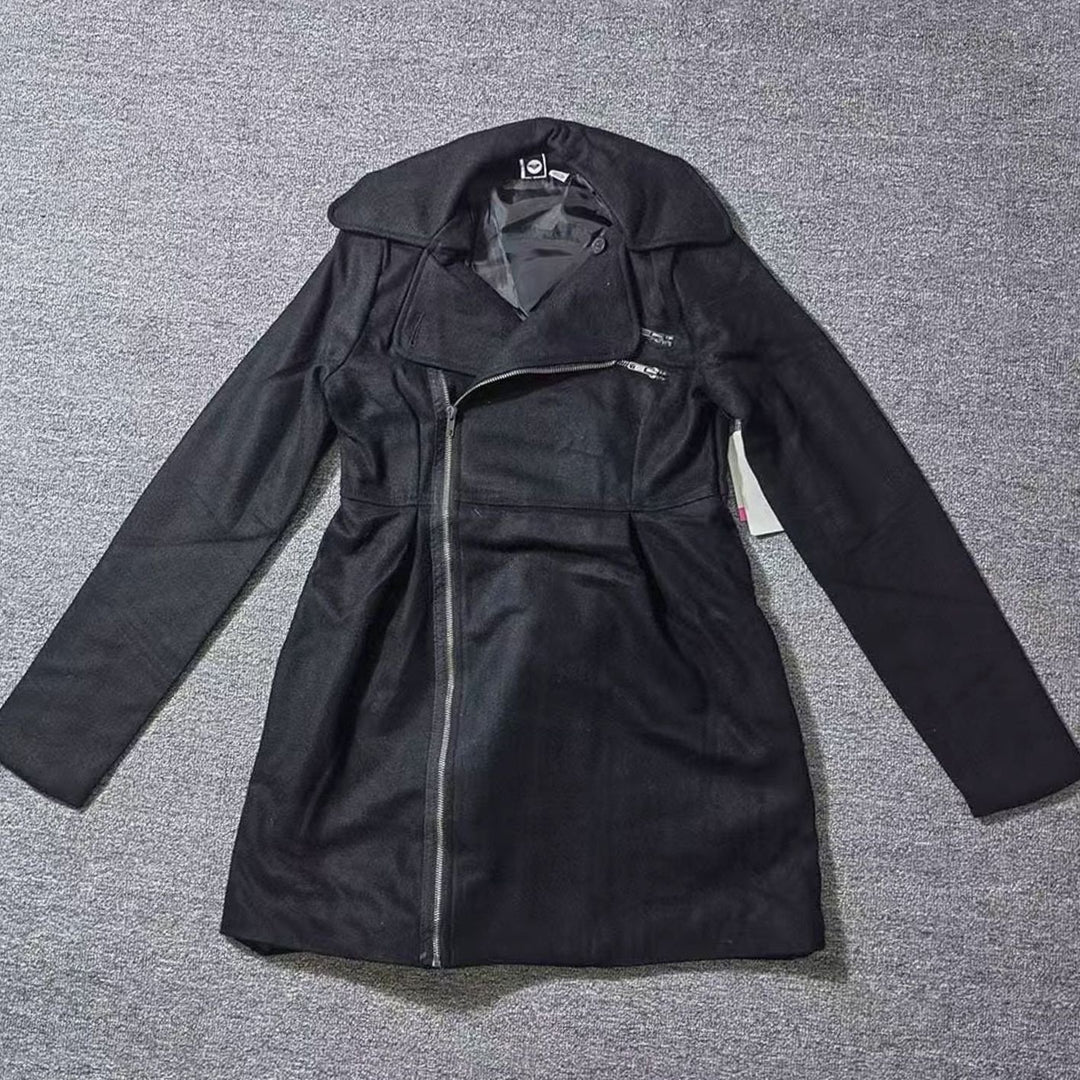 Women's Hooded Wool-Blend Quilted Sleeve Asymmetric Zip Winter Coat