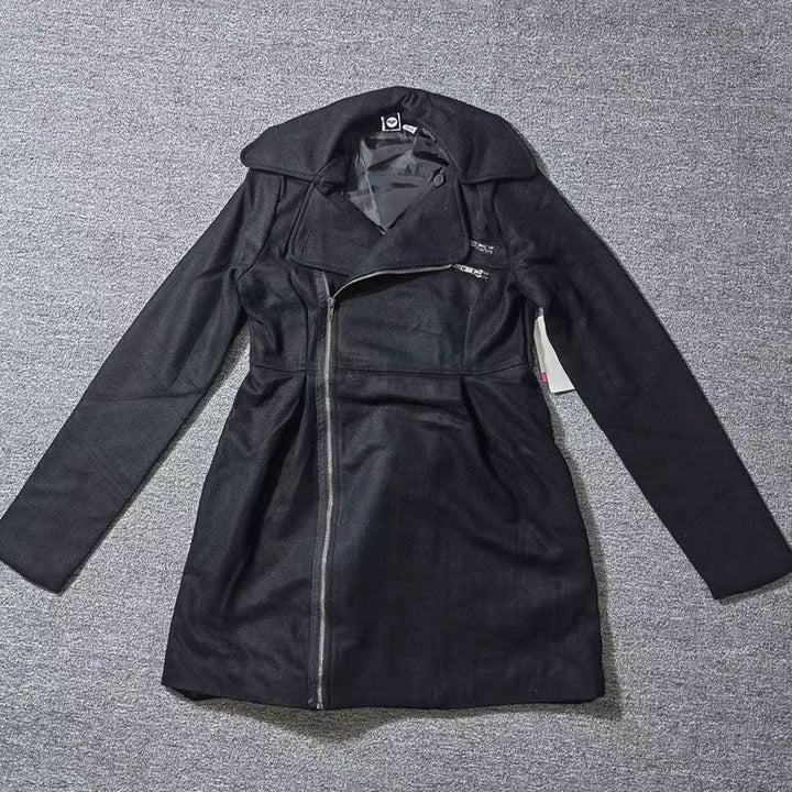 Women's Hooded Wool-Blend Quilted Sleeve Asymmetric Zip Winter Coat