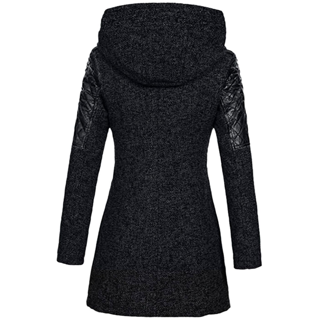 Women's Hooded Wool-Blend Quilted Sleeve Asymmetric Zip Winter Coat