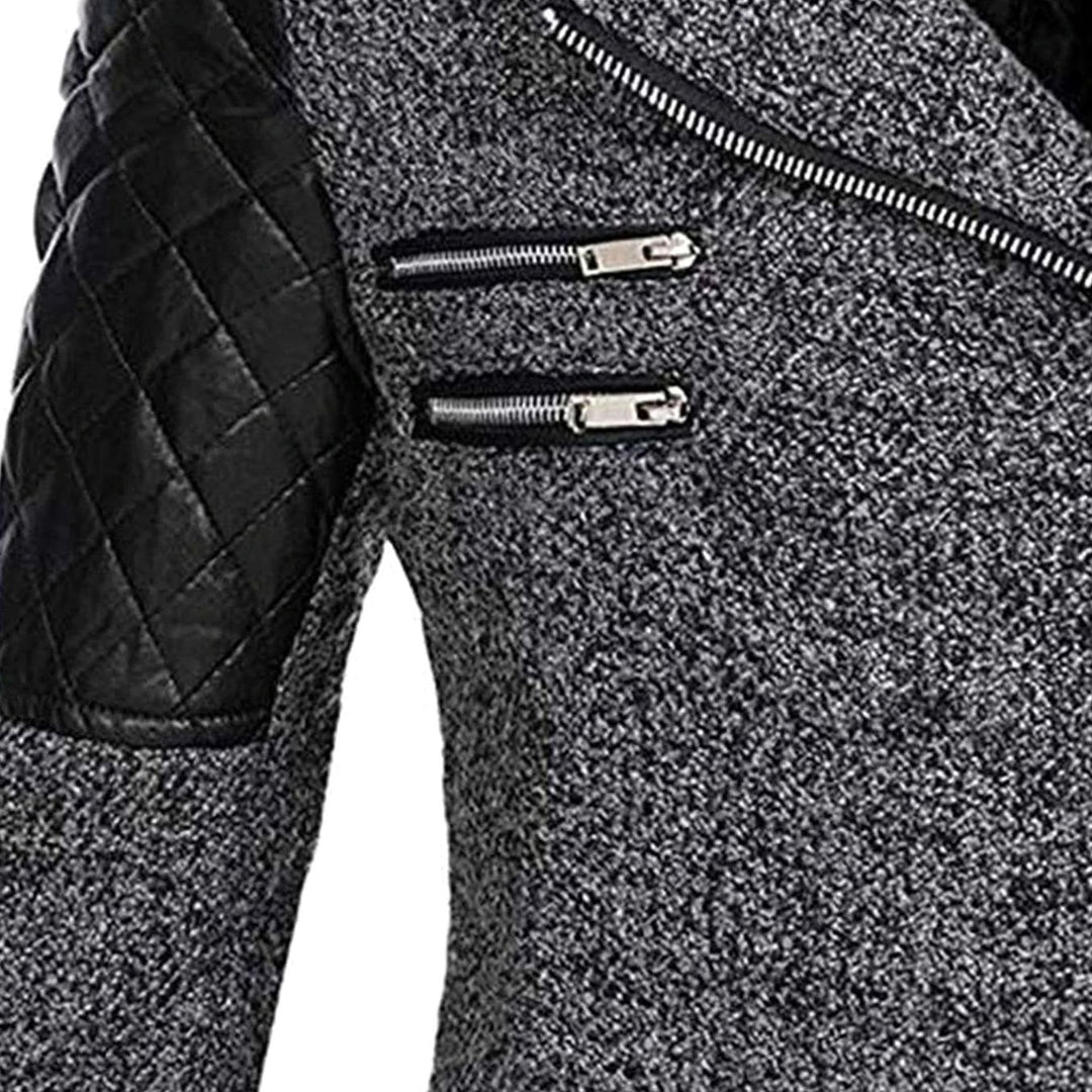Women's Hooded Wool-Blend Quilted Sleeve Asymmetric Zip Winter Coat