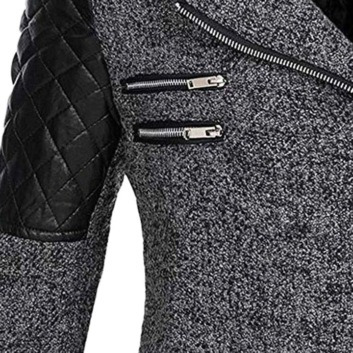 Women's Hooded Wool-Blend Quilted Sleeve Asymmetric Zip Winter Coat