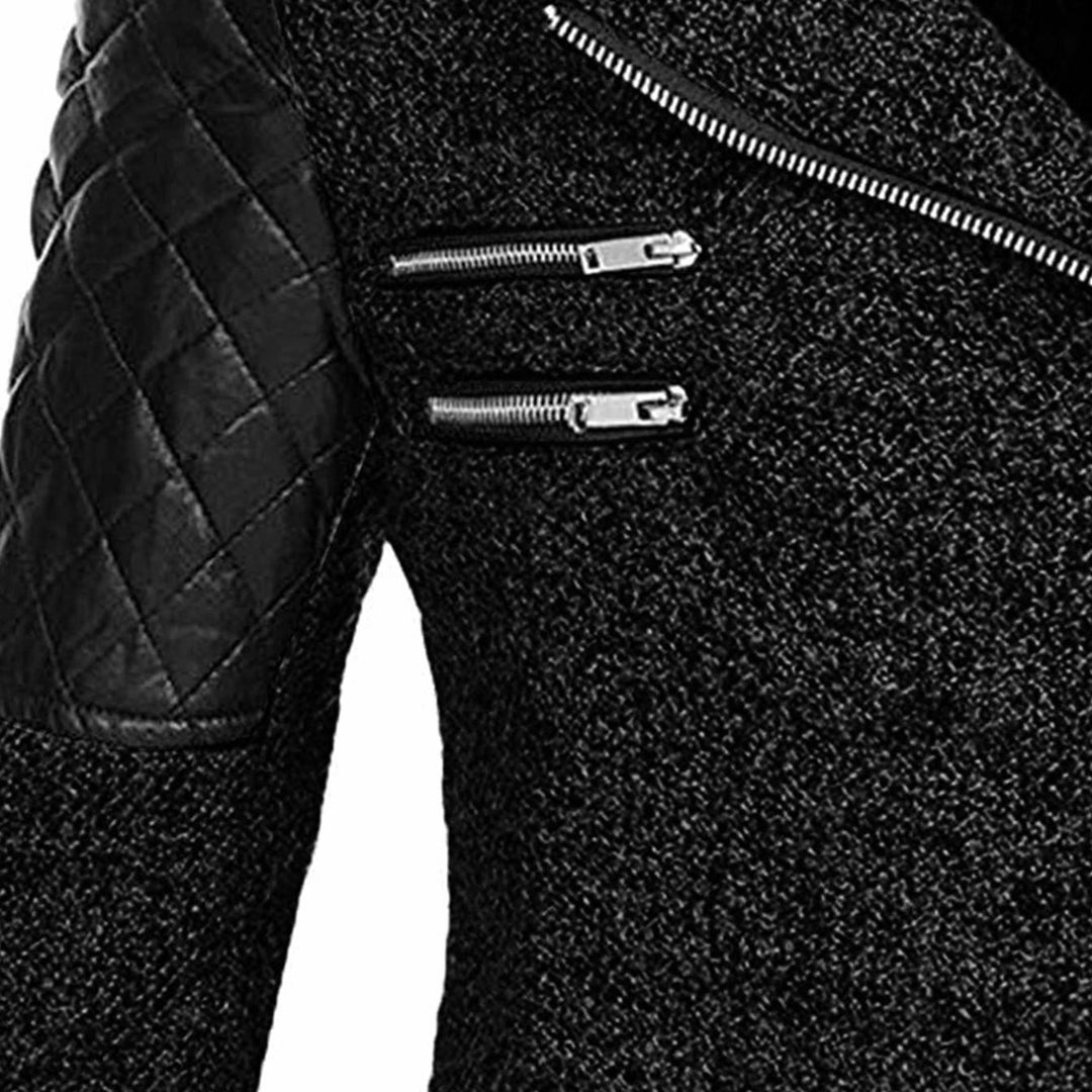Women's Hooded Wool-Blend Quilted Sleeve Asymmetric Zip Winter Coat