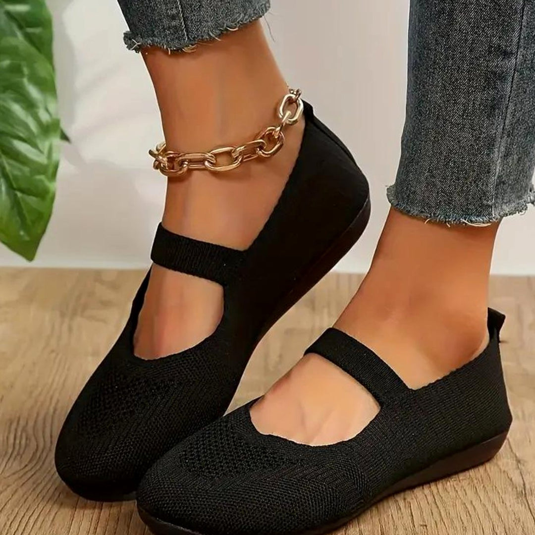 Women's Knit Mary Jane Slip-On Flat Pumps