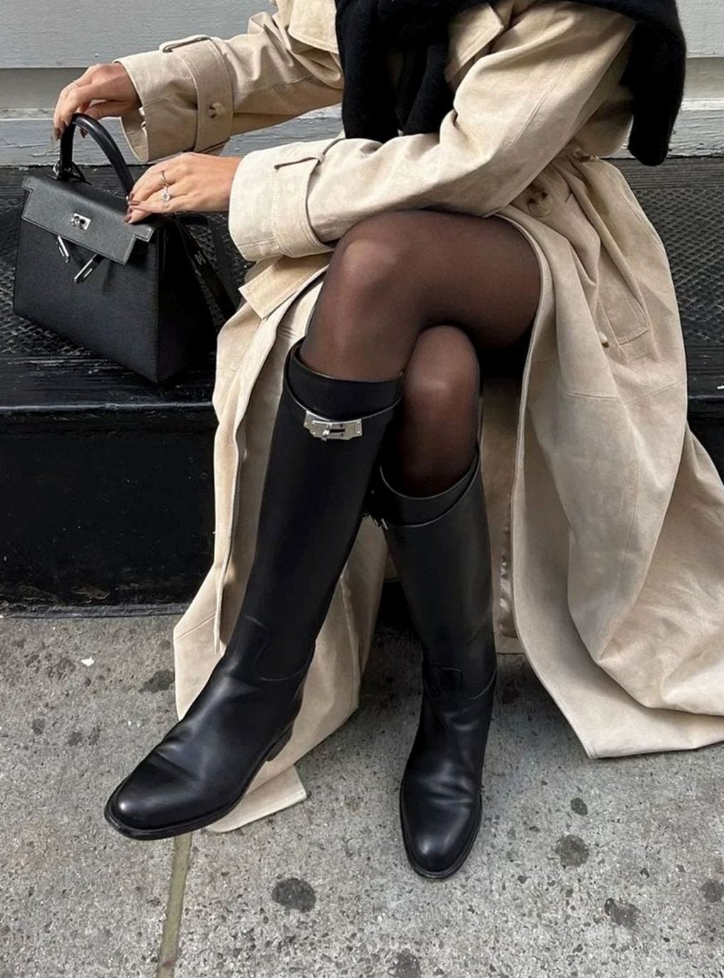 Women's Leather Knee-High Buckle Riding Boots