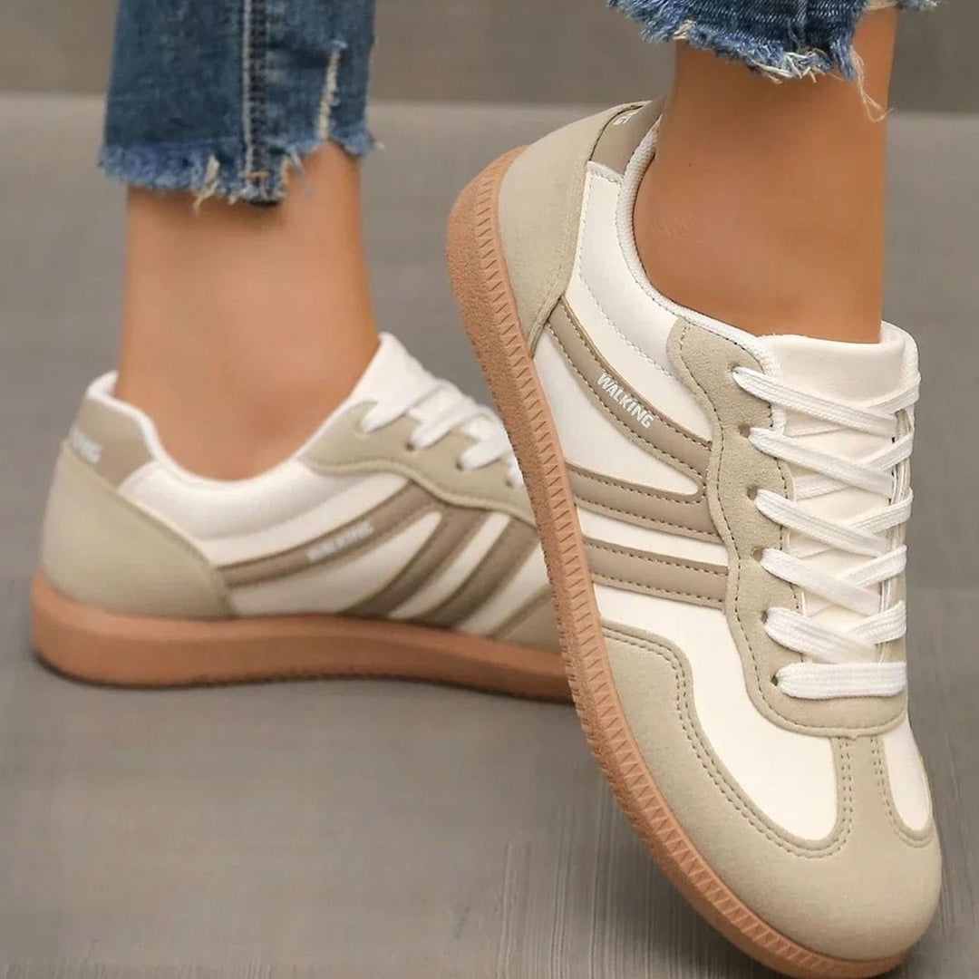 Women's Leopard Print Arch-Support Lace-Up Walking Trainers