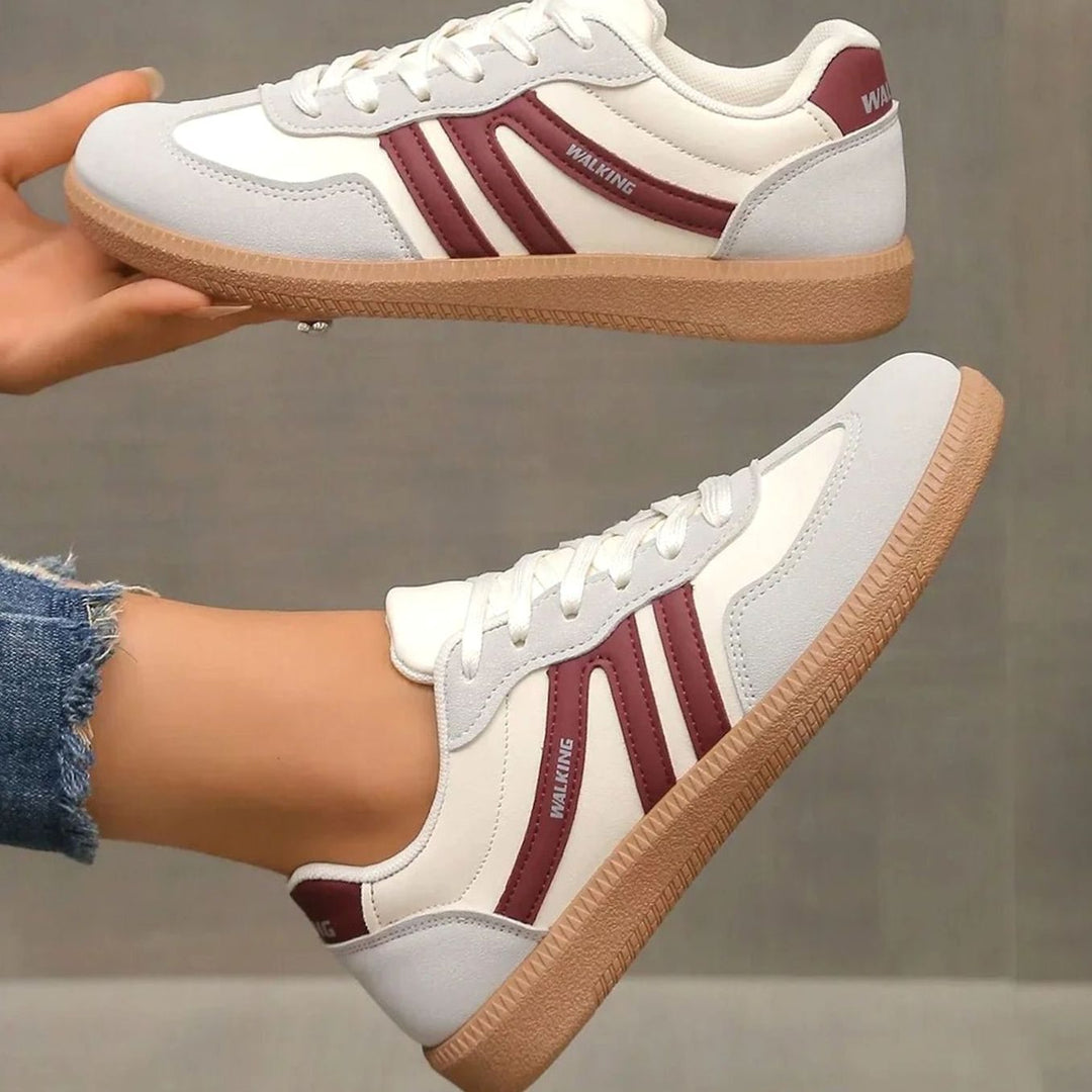 Women's Leopard Print Arch-Support Lace-Up Walking Trainers