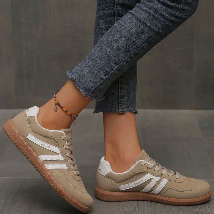 Women's Leopard Print Arch-Support Lace-Up Walking Trainers