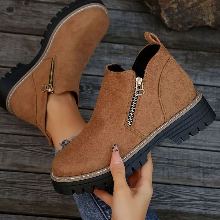 Women's Leopard Print Chunky Platform Side-Zip Ankle Boots