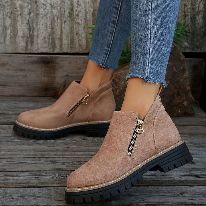 Women's Leopard Print Chunky Platform Side-Zip Ankle Boots