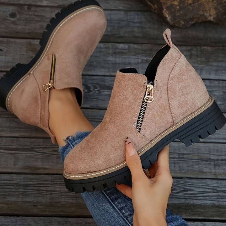 Women's Leopard Print Chunky Platform Side-Zip Ankle Boots - Pink