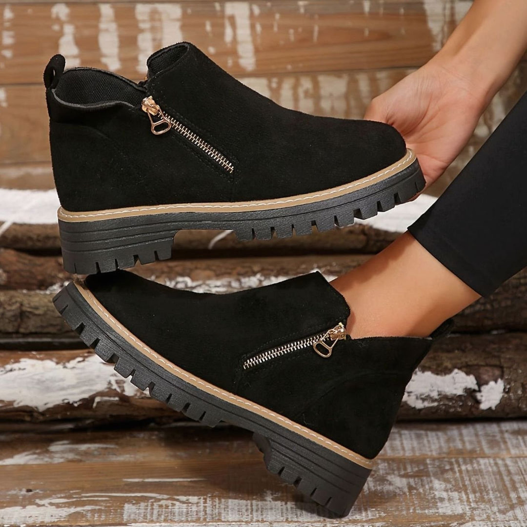 Women's Leopard Print Chunky Platform Side-Zip Ankle Boots