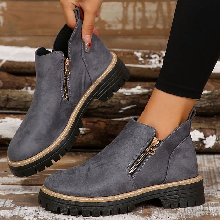 Women's Leopard Print Chunky Platform Side-Zip Ankle Boots