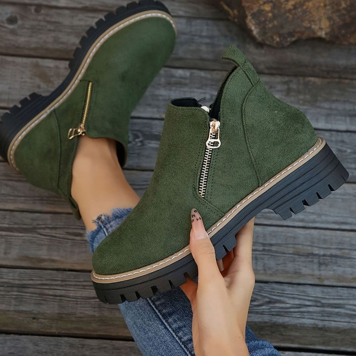 Women's Leopard Print Chunky Platform Side-Zip Ankle Boots - Green