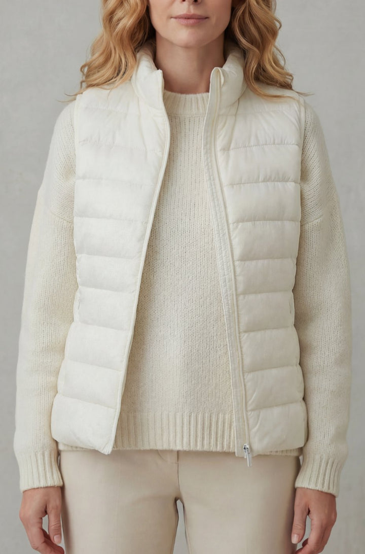 Women's Lightweight Layering Puffer Gilet Vest Zip-Up - White