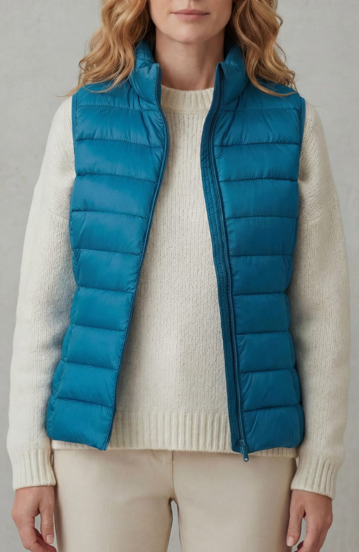 Women's Lightweight Layering Puffer Gilet Vest Zip-Up - Blue