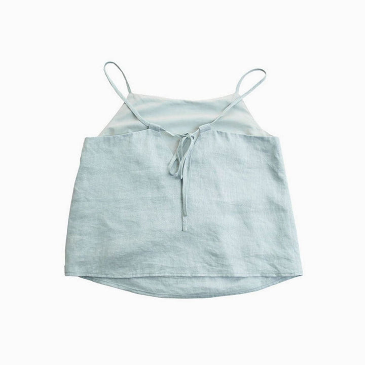 Women's Linen Spaghetti-Strap Open-Back Cami Top, Cream