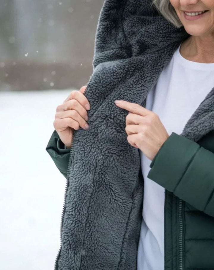 Women's Long Hooded Quilted Puffer Coat Fleece-Lined Winter Jacket