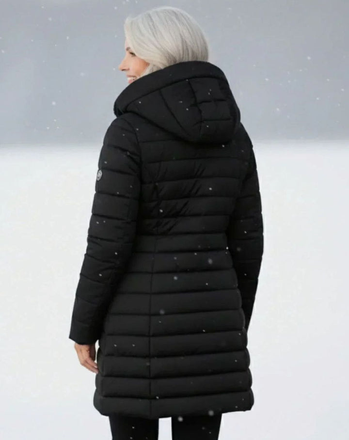 Women's Long Hooded Quilted Puffer Coat Fleece-Lined Winter Jacket