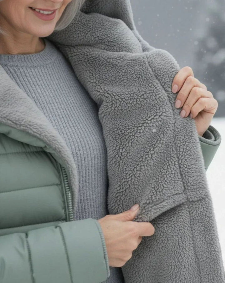 Women's Long Hooded Quilted Puffer Coat Fleece-Lined Winter Jacket